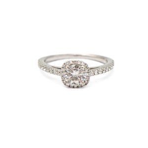 14k White Gold Diamond Halo Engagement Ring